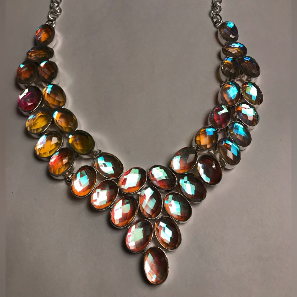 Rainbow Fire Topaz Stamped 925 Sterling Silver Necklace
